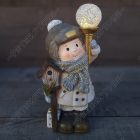 Karácsonyi dísz - Kisfiú Lámpással Ledes Világít