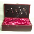 Borkészlet, bornyitó szett fadobozban Dupla