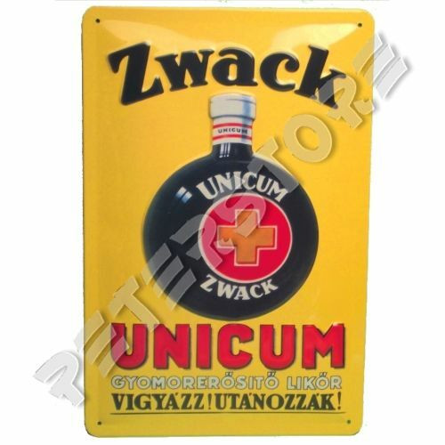 Retró Fém Tábla - Zwack Unicum Reklámtábla Dombornyomott