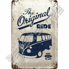   Retró Fém Tábla - Volkswagen VW T1 Busz Reklámtábla Dombornyomott