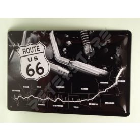 Retró Fém Tábla - U.S. Route 66 Dombornyomott