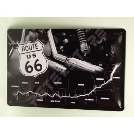 Retró Fém Tábla - U.S. Route 66 Dombornyomott