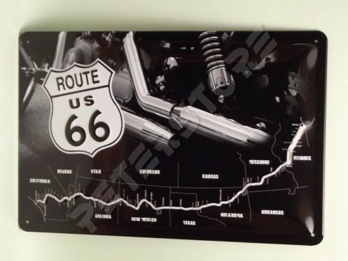 Retró Fém Tábla - U.S. Route 66 Dombornyomott