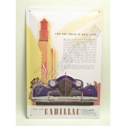 Retró Fém Tábla - Cadillac Reklámtábla Dombornyomott