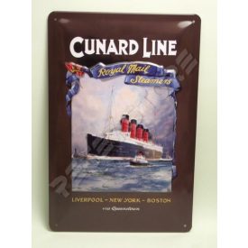   Retró Fém Tábla - Cunard Line Queenstown Hajó Reklámtábla Dombornyomott