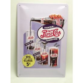 Retró Fém Tábla - Pepsi Cola Reklámtábla Dombornyomott