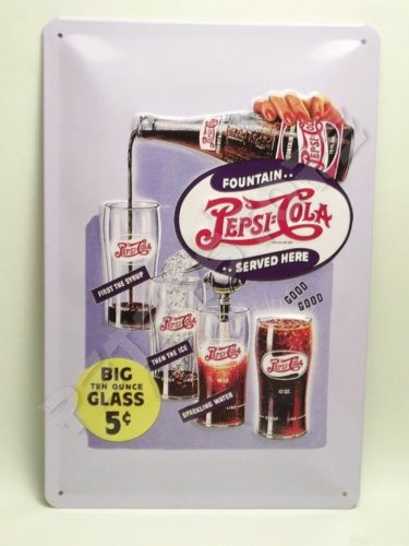 Retró Fém Tábla - Pepsi Cola Reklámtábla Dombornyomott