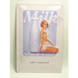 Retró Fém Tábla - Tej Reklámtábla Dombornyomott