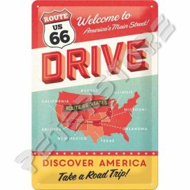 Retró Fém Tábla - U.S. Route 66 Dombornyomott