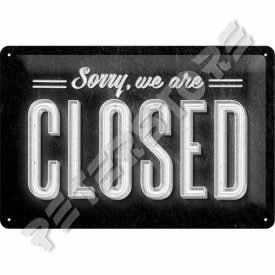 Retró Fém Tábla - Closed - Zárva Dombornyomott