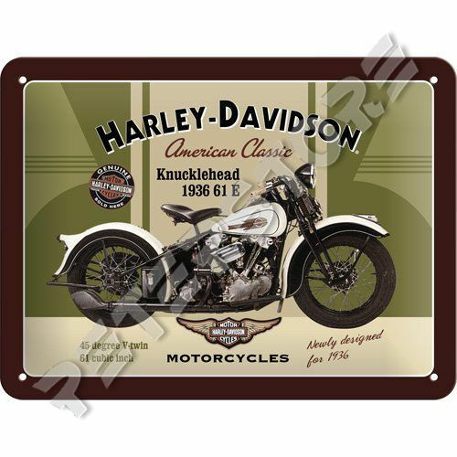 Retró Fém Tábla - Harley-Davidson 1936 61 E Knucklehead Motor Reklámtábla Dombornyomott
