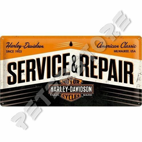 Retró Fém Tábla - Harley-Davidson Service & Repair, Szerviz & Javítás Reklámtábla Dombornyomott