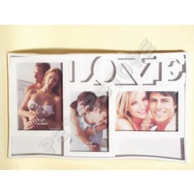Fali Fényképtartó képkeret 3 db képnek - Love Fehér