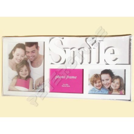Fali Fényképtartó képkeret 3 db képnek - Smile Fehér
