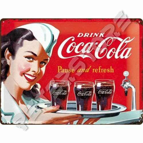 Retró Fém Tábla - Coca-Cola - Frissítő Coca-Cola Reklámtábla Dombornyomott