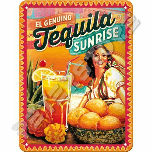 Retró Fém Tábla - Tequila Sunrise koktél Dombornyomott