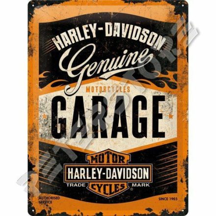 Retró Fém Tábla - Harley-Davidson Garage, Garázs Dombornyomott