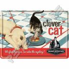 Retró Fém Képeslap - Okos Macska