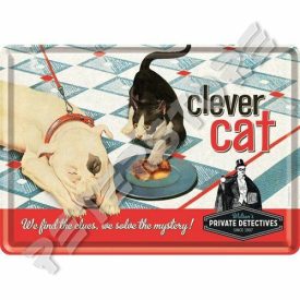 Retró Fém Képeslap - Okos Macska