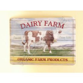 Retró Fém Képeslap - Tehenészet, Friss tej