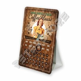 Retró Fém Asztali Öröknaptár - Kávéház, Olasz kávé