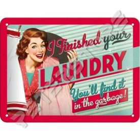 Retró Fém Tábla - Laundry Dombornyomott
