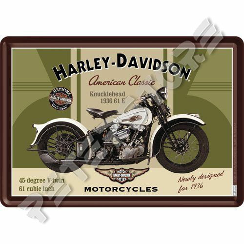 Retró Fém Képeslap - Harley-Davidson 1936 61 E Knucklehead Motor
