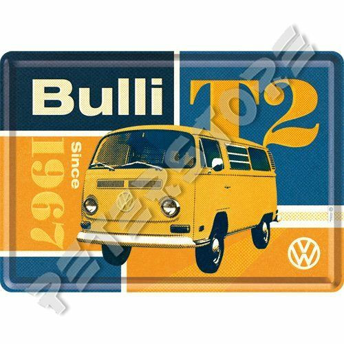 Retró Fém Képeslap - Volkswagen VW T2 Busz