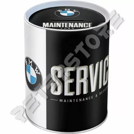 Retró Fém Persely - BMW Service, szerviz Dombornyomott