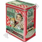 Retró Fémdoboz - Coffee, Kávé Dombornyomott