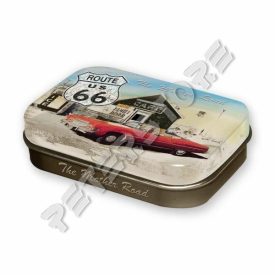 Retró Cukorkás Fémdoboz - U.S. Route 66 Dombornyomott