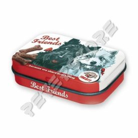   Retró Cukorkás Fémdoboz - Best Friends, Legjobb barátok Dombornyomott