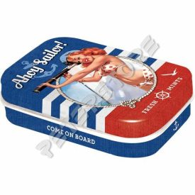   Retró Cukorkás Fémdoboz - Ahoy Sailor, Ahoj Tengerész Dombornyomott