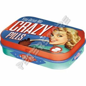   Retró Cukorkás Fémdoboz - Őrjítő Tabletták, Crazy pills Dombornyomott