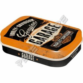   Retró Cukorkás Fémdoboz - Harley-Davidson Garage, Garázs Dombornyomott