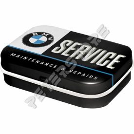   Retró Cukorkás Fémdoboz - BMW Service, Szerviz Dombornyomott
