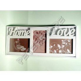   Fali Fényképtartó képkeret 3 db 10x15cm képnek Home - Love Fehér
