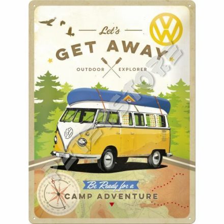Retró Fém Tábla - Volkswagen VW T1 Busz Reklámtábla Dombornyomott
