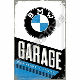 Retró Fém Tábla - BMW Garage, Garázs Dombornyomott