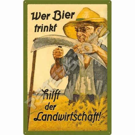 Retró Fém Tábla - Bier, Sör Reklámtábla Dombornyomott