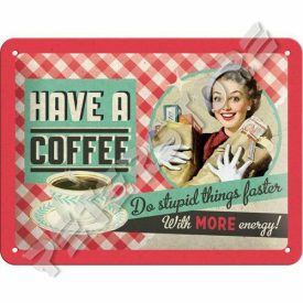 Retró Fém Tábla - Coffee, Kávé Dombornyomott