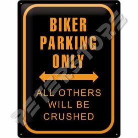 Retró Fém Tábla - Motoros Parkoló Dombornyomott