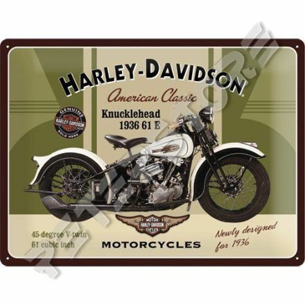 Retró Fém Tábla - Harley-Davidson 1936 61 E Knucklehead Motor Reklámtábla Dombornyomott