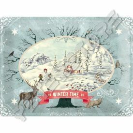 Retró Fém Tábla - Winter Time - Télen Dombornyomott
