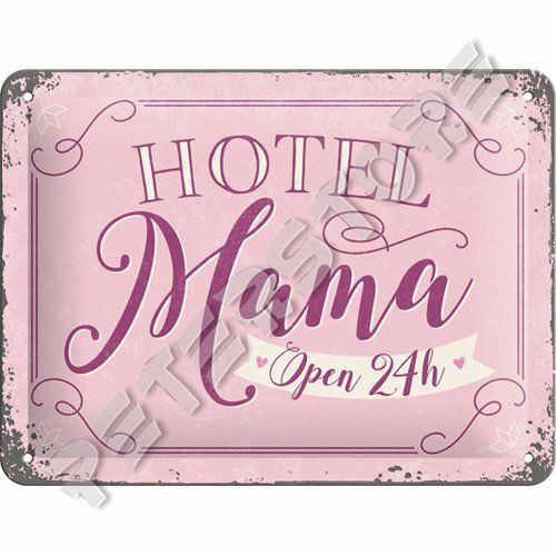 Retró Fém Tábla - Mama Hotel, Anya Hotel Dombornyomott