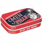 Retró Cukorkás Fémdoboz - Pirulák a Férfiak megértéséhez Dombornyomott