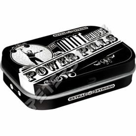   Retró Cukorkás Fémdoboz - Teljesítmény, Erő pirulák, Power Pills Dombornyomott