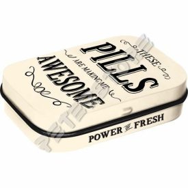 Retró Cukorkás Fémdoboz -Pills are making me Awesome Dombornyomott