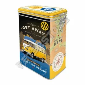   Retró Fémdoboz Csatos, Aromazárós - Volkswagen VW T1 Busz Dombornyomott