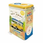 Retró Fémdoboz Csatos, Aromazárós - Volkswagen VW T1 Busz Dombornyomott